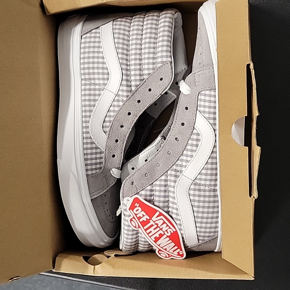 Vans Shoes Checkered Hi-top White/Gray Color